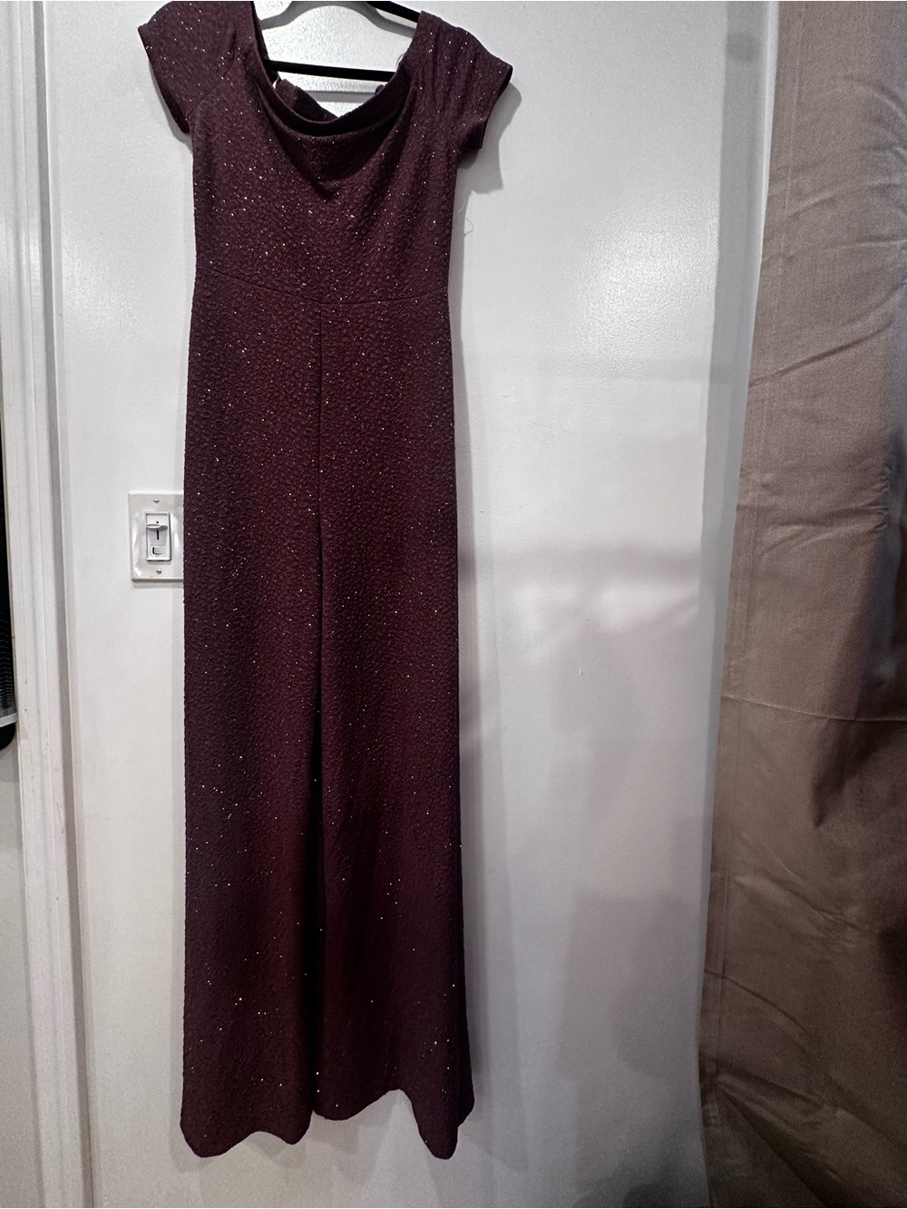 Windsor One-Shoulder Sparkle Jumpsuit in Plum